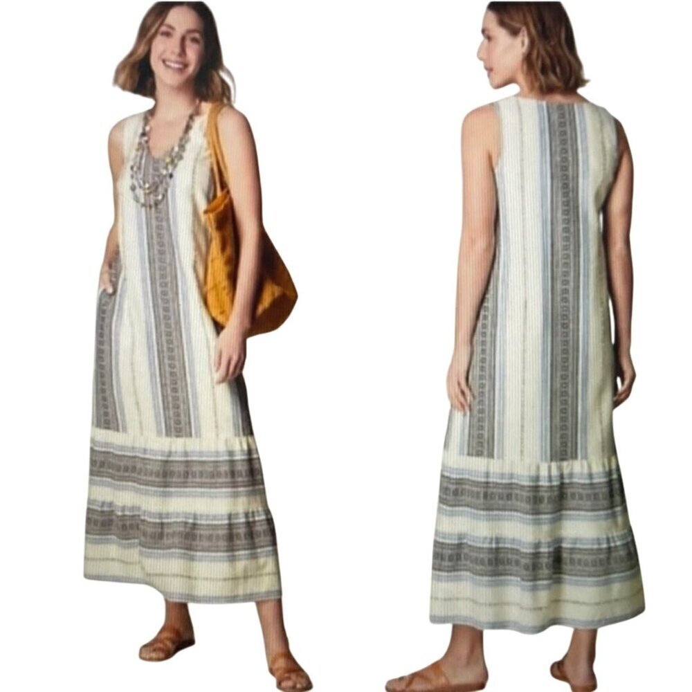 J. Jill NWT Embroidered Tiered Southwest Embroidered Maxi Dress Size XSP
